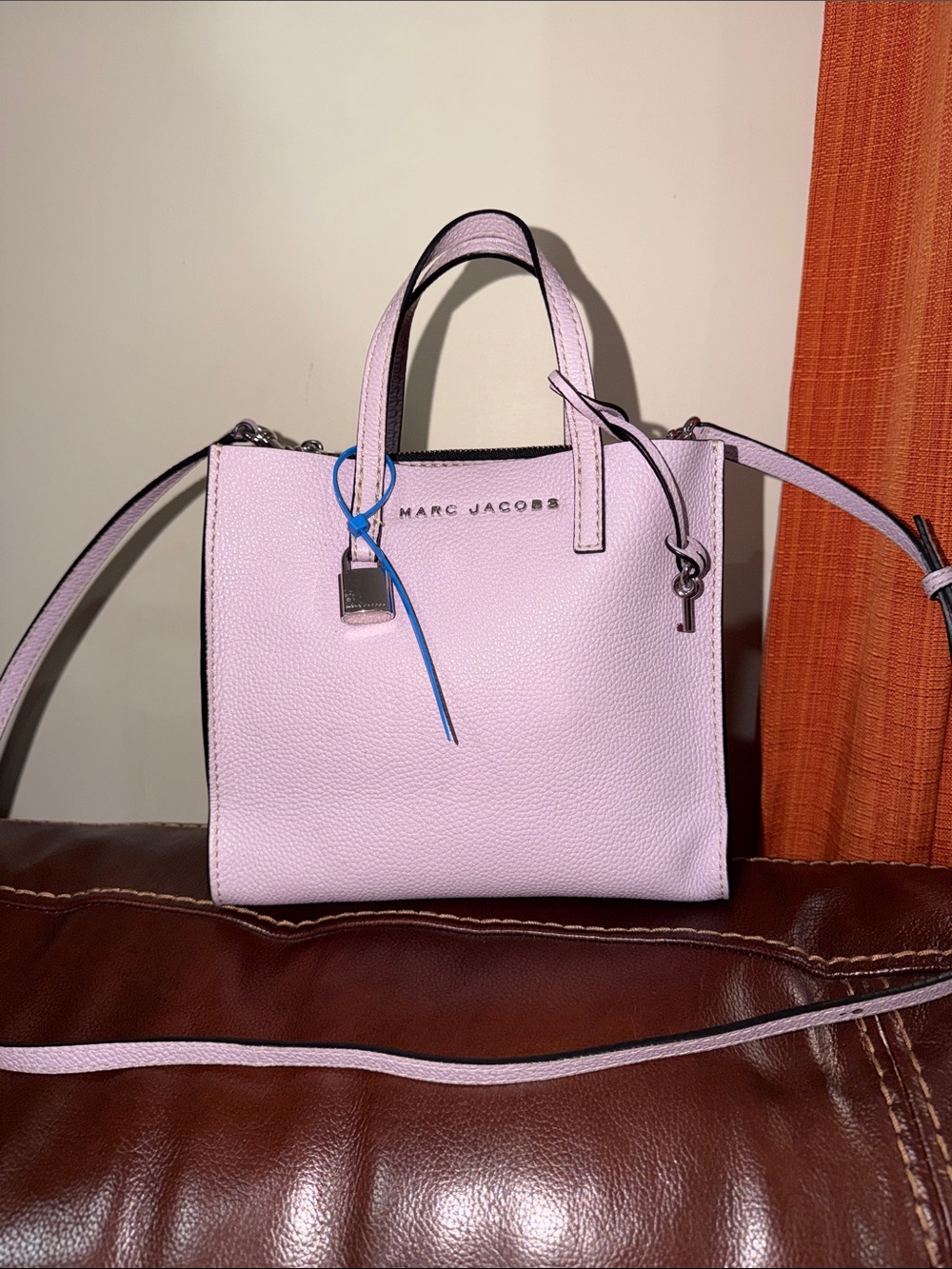 ‼️Marc Jacobs Purple Leather Tote Mini
Grind Satchel Crossbody Bag